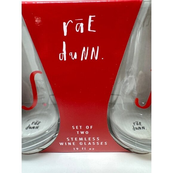 Rae Dunn Christmas Wine Glass Set Festive Holiday LL Barware Red Clear Drinkware - Picture 4 of 10